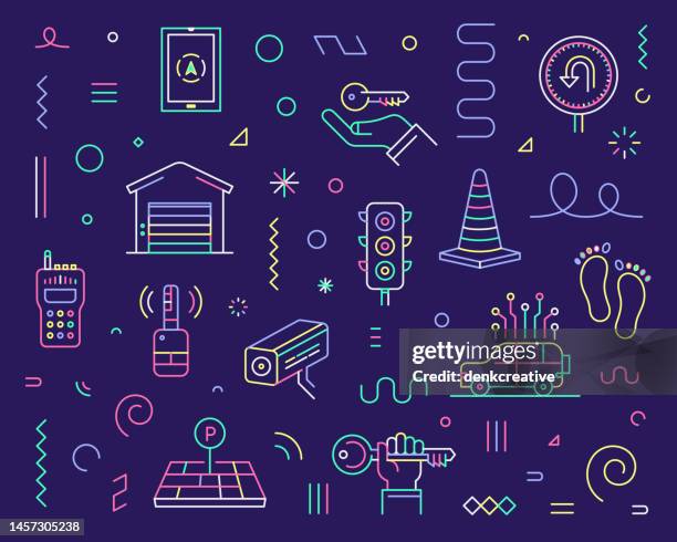 line icon set & pattern for traffic congestion solutions - spaghetti junction stock illustrations
