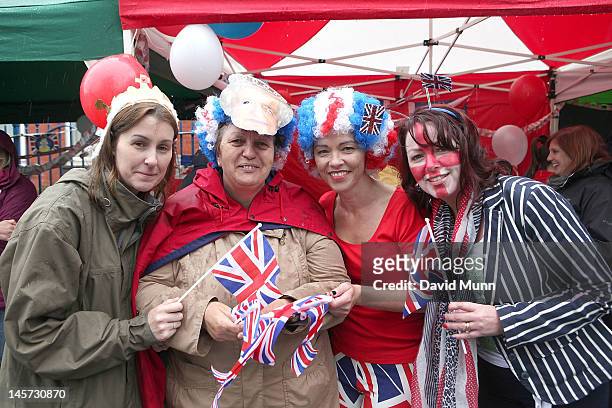 Residents of Whitehedge Road celebrate The Queen's Diamond Jubilee at a street party on June 3, 2012 in Liverpool, United Kingdom.