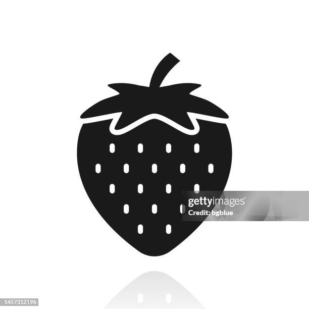 strawberry. icon with reflection on white background - strawberry stock illustrations