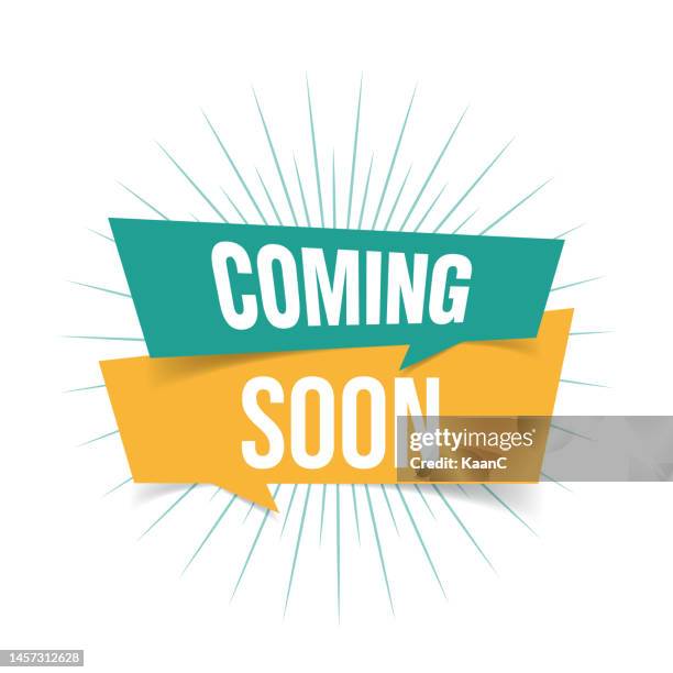coming soon isolated vector icon paper style. promotion sign. sunburst shape. start a new business design element vector stock illustration - new arrival stock illustrations