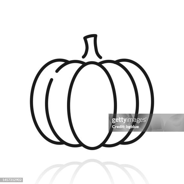 stockillustraties, clipart, cartoons en iconen met pumpkin. icon with reflection on white background - pompoen