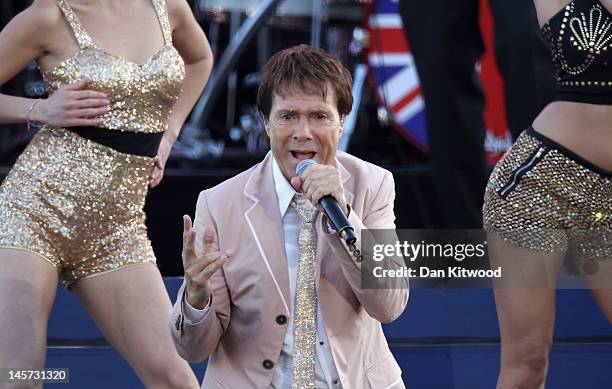 Singer Sir Cliff Richard performs on stage during the Diamond Jubilee concert at Buckingham Palace on June 4, 2012 in London, England. For only the...