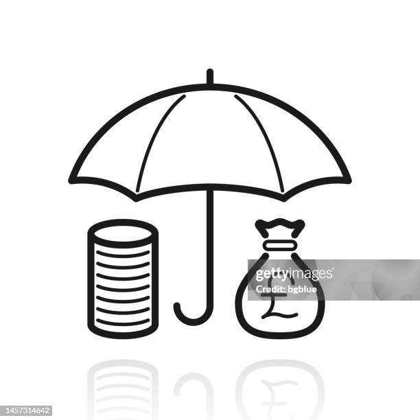 money protection - pound. icon with reflection on white background - pound stack stock illustrations