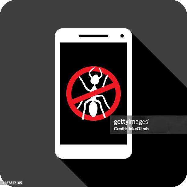 ant no sign smartphone icon silhouette 2 - exterminator stock illustrations