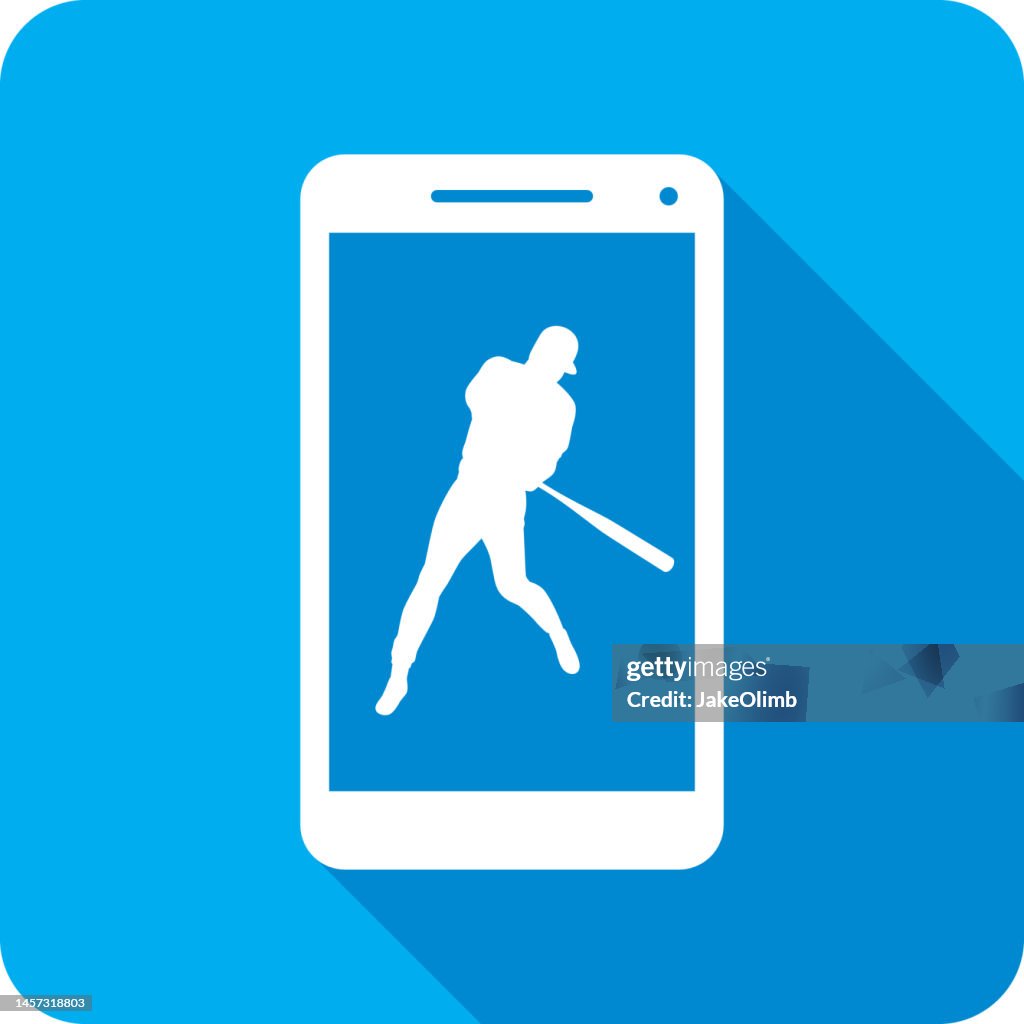 Baseball Player Smartphone Icon Silhouette