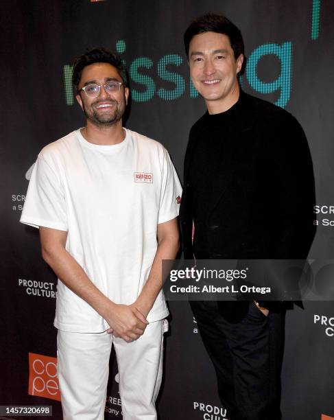 Aneesh Chaganty and Daniel Henney attends the red carpet for the community screening of Sony Pictures' "Missing" held at Regal LA Live on January 17,...