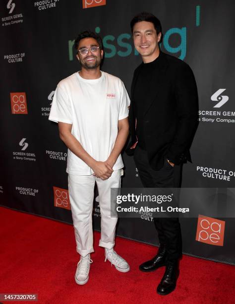 Aneesh Chaganty and Daniel Henney attends the red carpet for the community screening of Sony Pictures' "Missing" held at Regal LA Live on January 17,...