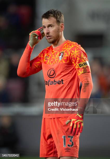 Neto of Bournemouth during the Premier League match between Brentford FC and AFC Bournemouth at Brentford Community Stadium on January 14, 2023 in...