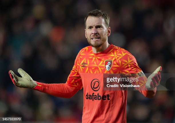 Neto of Bournemouth during the Premier League match between Brentford FC and AFC Bournemouth at Brentford Community Stadium on January 14, 2023 in...