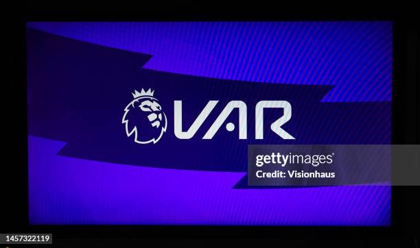 Detailed view of the VAR monitor prior to the Premier League match between Brentford FC and AFC Bournemouth at Brentford Community Stadium on January...