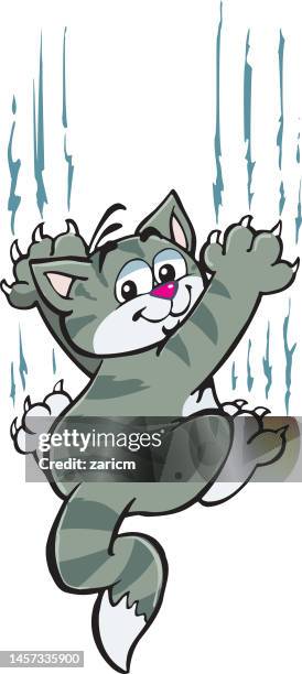 cute cat hanging - cat hanging stock illustrations