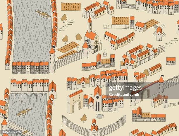 karte aus dem 16. jahrhundert - mittelalter stock-grafiken, -clipart, -cartoons und -symbole