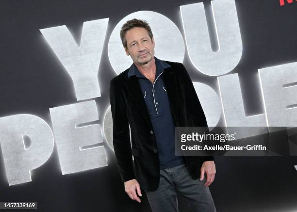David Duchovny attends the Los Angeles Premiere of Netflix's "You People" at Regency Village Theatre on January 17, 2023 in Los Angeles, California.