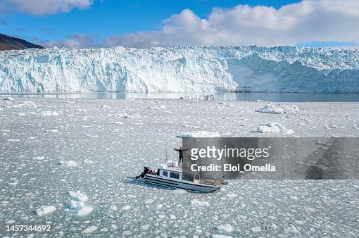 tour boat at Eqi Glacier