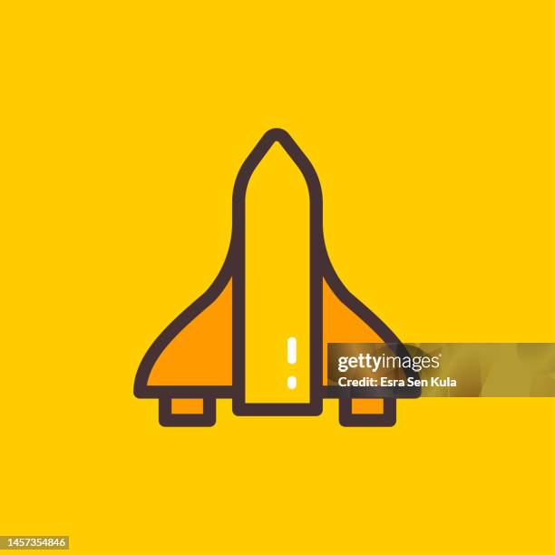 spaceship color flat line icon with editable stroke. suitable for web page, mobile app, ui, ux and gui design. - website launch icon stock illustrations