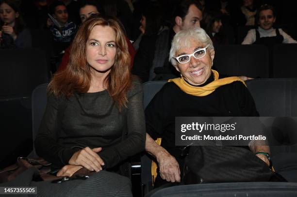 Italian film director Lina Wertmuller and the Italian actress Giuliana De Sio during the play Gian Burrasca at the Teatro Olimpico. Rome 3rd March...