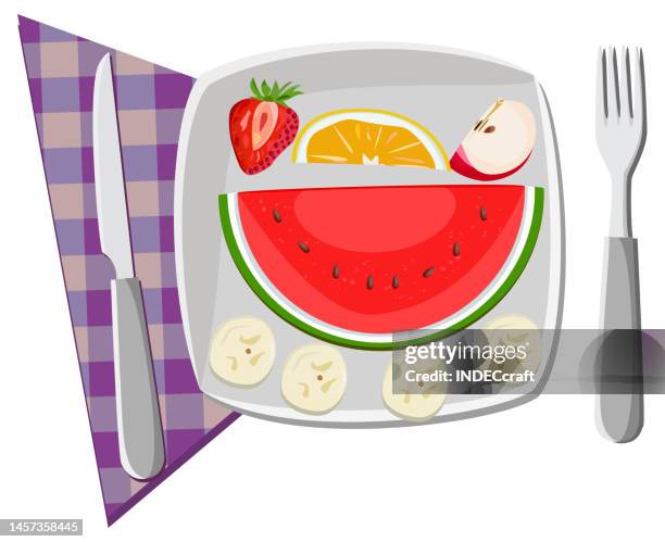 healthy breakfast - red breakfast graphics stock illustrations