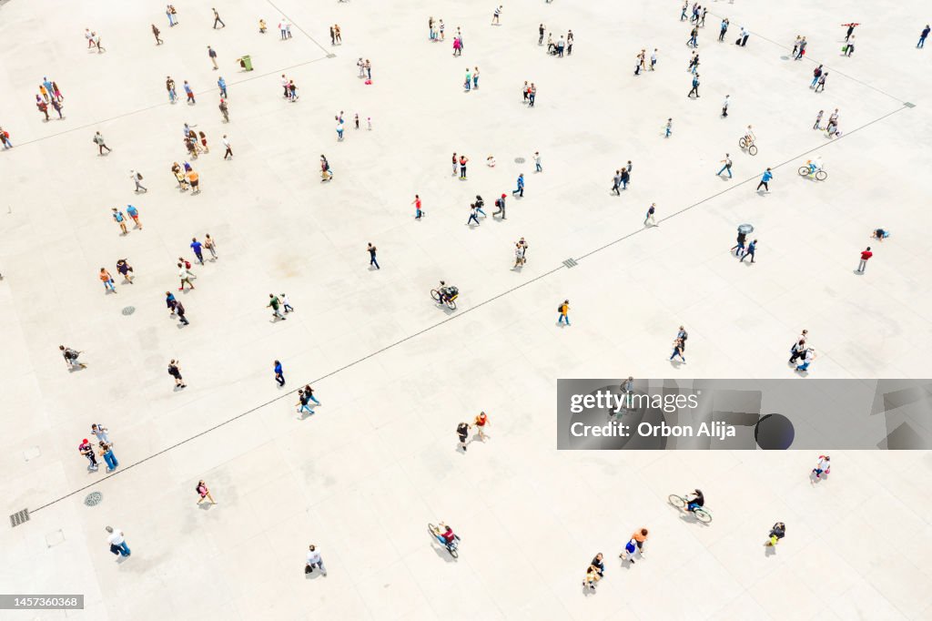 Aerial view of crowd