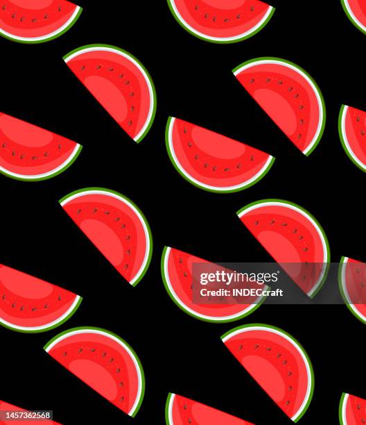 watermelon slice seamless pattern - watermelon slice stock illustrations
