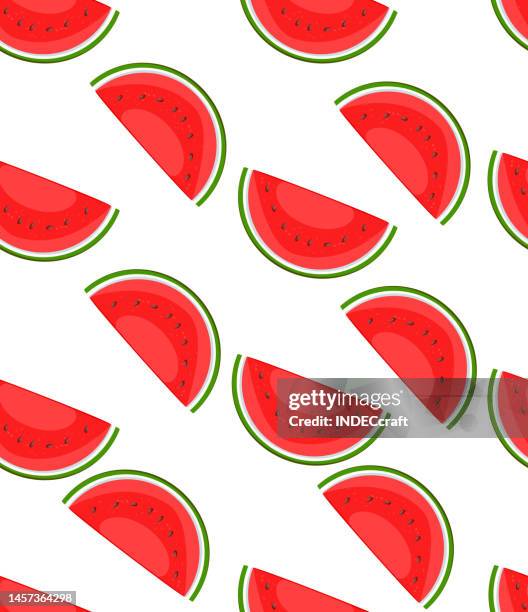 watermelon slice seamless pattern - watermelon seed stock illustrations
