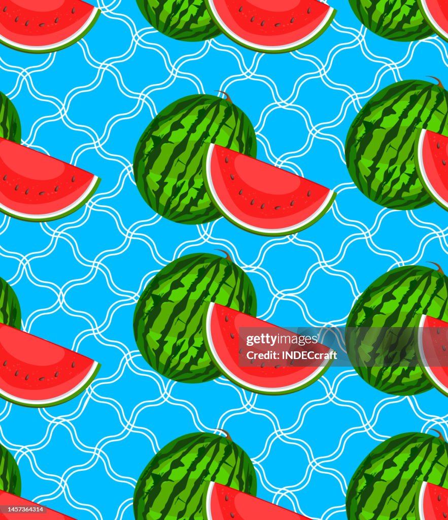 Watermelon with slice seamless pattern