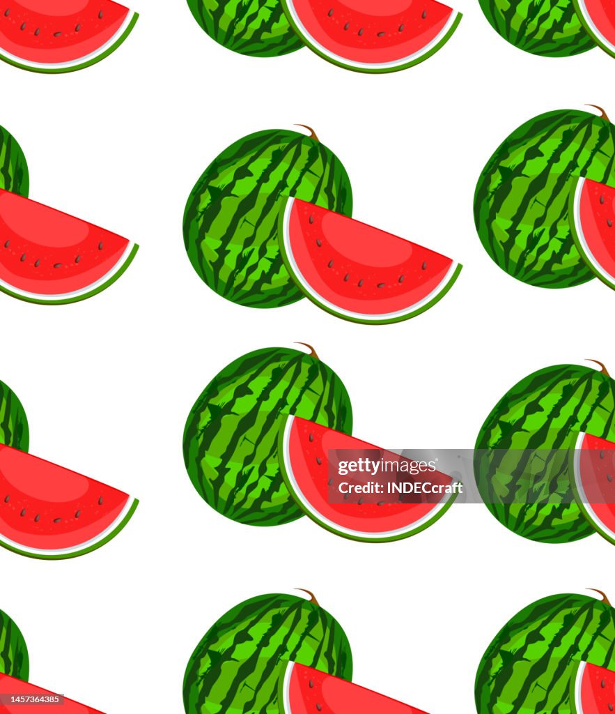 Watermelon with slice seamless pattern