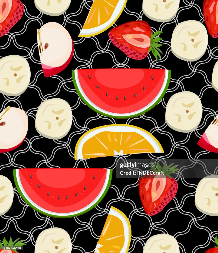 Mixed fruits seamless pattern