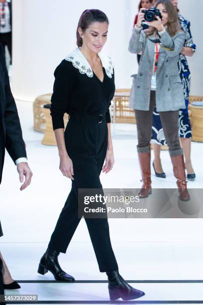 Queen Letizia of Spain visits FITUR Tourism Fair 2023 at Ifema on January 18, 2023 in Madrid, Spain.