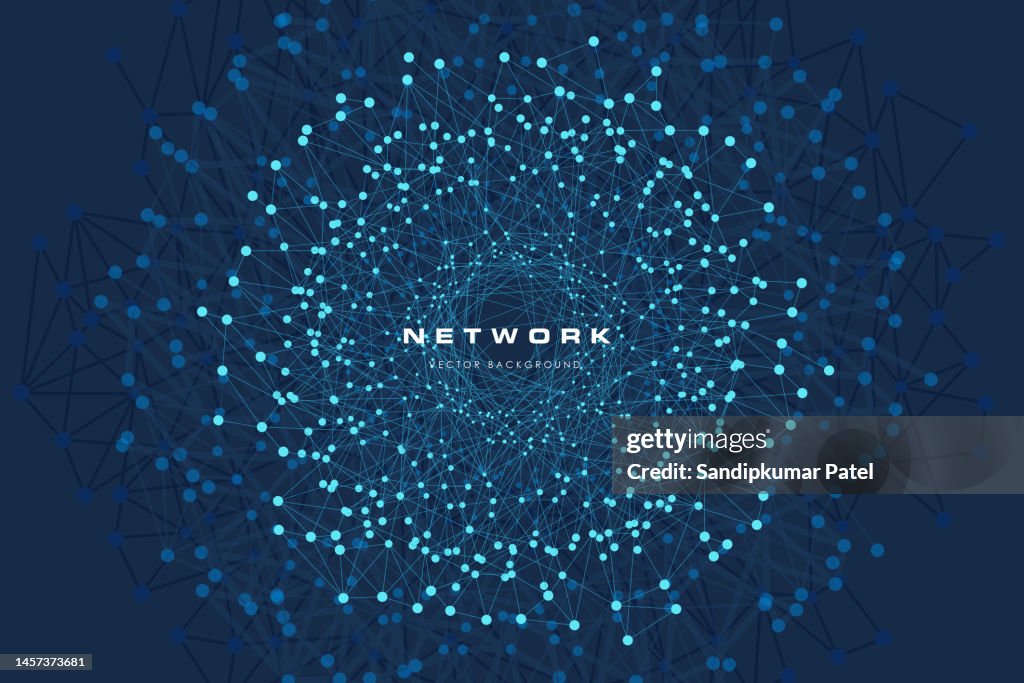 Connections digital technology background with lines mesh