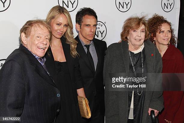 Jerry Stiller, Christine Taylor, Ben Stiller, Anne Meara, and Amy Stiller attend the 2012 Made In NY Awards at Gracie Mansion on June 4, 2012 in New...