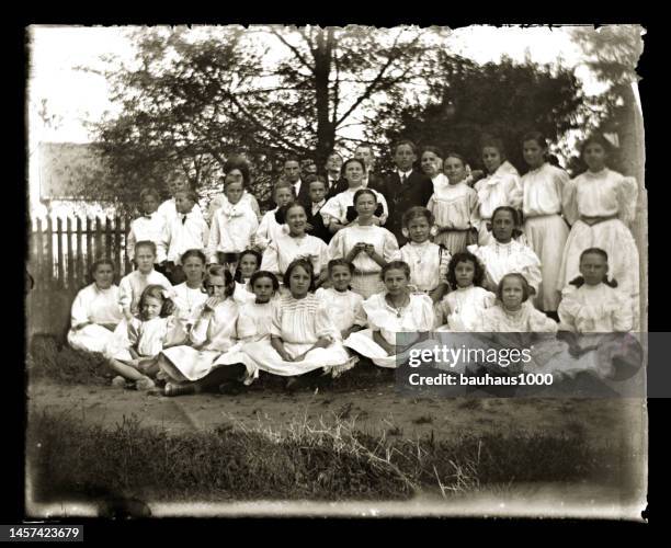 bildbanksillustrationer, clip art samt tecknat material och ikoner med victorian school portrait, circa 1890 - klassfoto