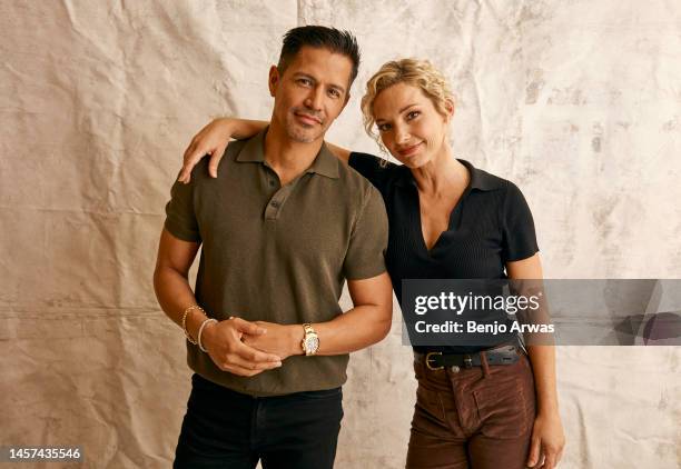 Jay Hernandez and Perdita Weeks of NBC's 'Magnum P.I.' pose for a portrait during the 2023 Winter Television Critics Association Press Tour at The...