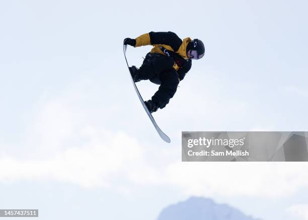 Red Gerard of the United States competes in the Mens Snowboard Slopestyle Qualification during the FIS Snowboard World Cup 2023 'Laax Open on 18th...