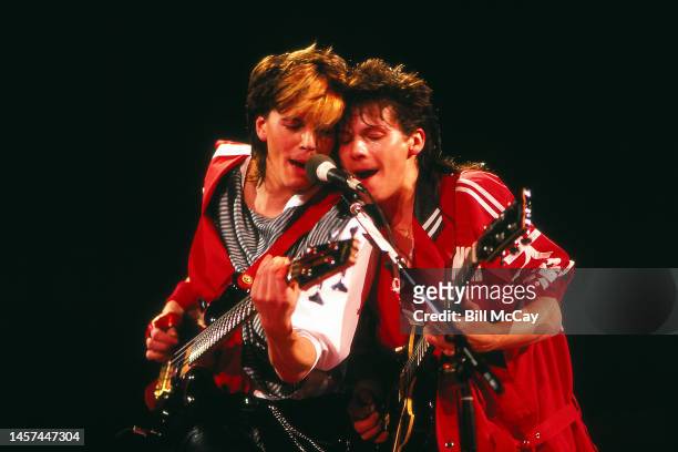 John Taylor and Andy Taylor in concert at The Spectrum in Philadelphia, Pennsylvania
