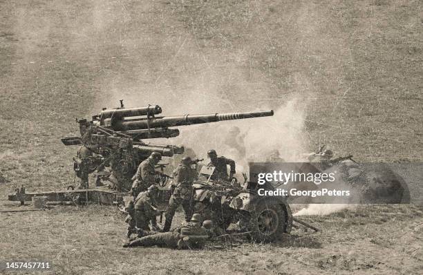 wwii german artillery soldiers on d day - wwii soldiers stock pictures, royalty-free photos & images