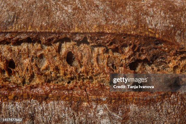 close-up of the texture of homemade bread - bread texture stockfoto's en -beelden