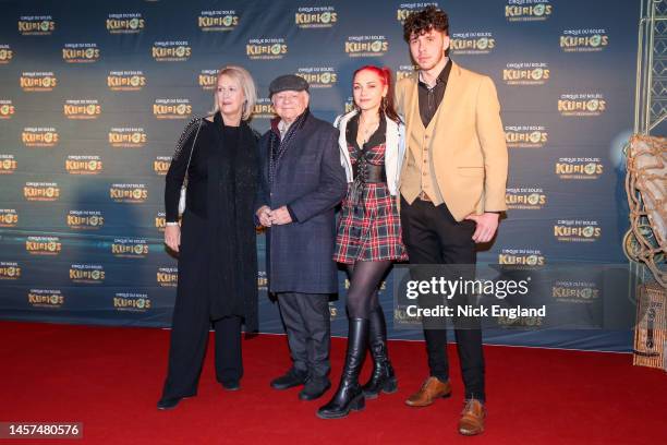 Gill Hinchcliffe, David Jason, Sophie Mae Jason and guest attend the European Premiere of Cirque du Soleil's "Kurios: Cabinet Of Curiosities" at...