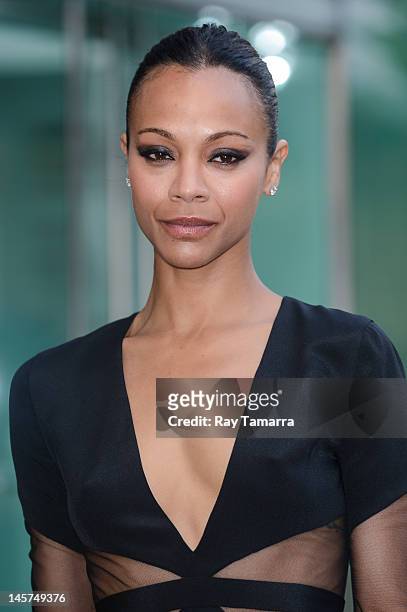 Actress Zoe Saldana enters the 2012 CFDA Fashion Awards at Alice Tully Hall on June 4, 2012 in New York City.