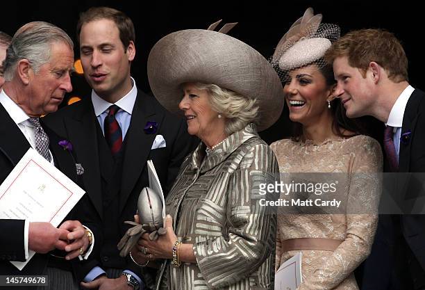 Prince Charles, Prince of Wales, Prince William, Duke of Cambridge, Camilla, Duchess of Cornwall, Catherine, Duchess of Cambridge and Prince Harry...