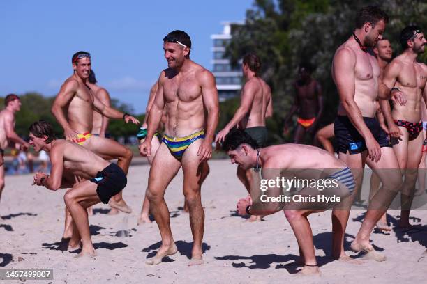 James Tsitas during a Gold Coast Suns AFL training session at Palm Beach on January 19, 2023 in Gold Coast, Australia.