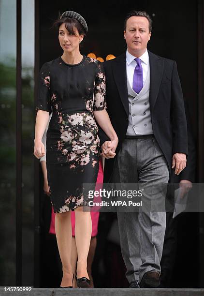 Prime Minister David Cameron and his wife Samantha leave St Paul's Cathedral after a service of thanksgiving to mark the Queen's Diamond Jubilee on...