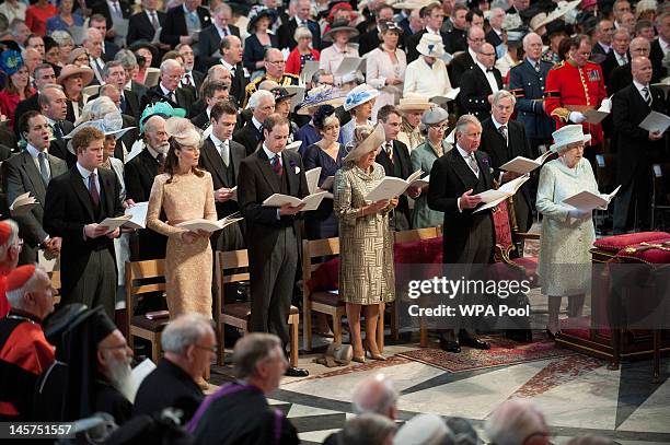 Prince Harry, Catherine, Duchess of Cambridge, Prince William, Duke of Cambridge, Camilla, Duchess of Cornwall, Prince Charles, Prince of Wales and...