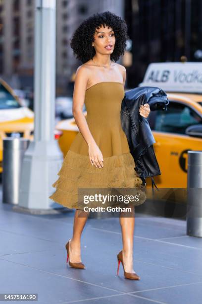 Yara Shahidi is seen in Midtown on January 18, 2023 in New York City.