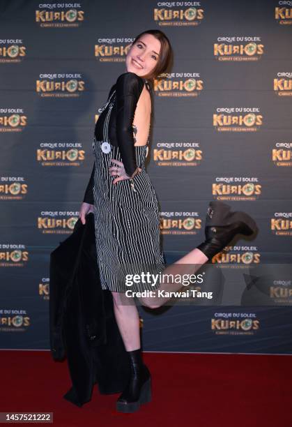 Gaia Wise attends the European Premiere of Cirque du Soleil's "Kurios: Cabinet Of Curiosities" at Royal Albert Hall on January 18, 2023 in London,...