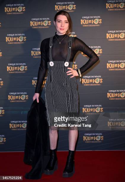 Gaia Wise attends the European Premiere of Cirque du Soleil's "Kurios: Cabinet Of Curiosities" at Royal Albert Hall on January 18, 2023 in London,...