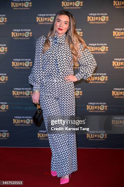 Candice Brown attends the European Premiere of Cirque du Soleil's "Kurios: Cabinet Of Curiosities" at Royal Albert Hall on January 18, 2023 in...