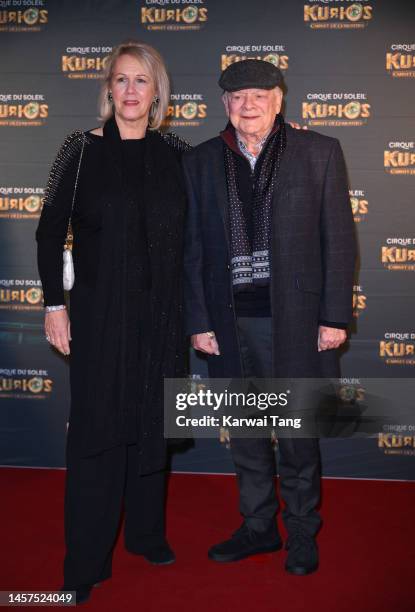 Gill Hinchcliffe and David Jason attend the European Premiere of Cirque du Soleil's "Kurios: Cabinet Of Curiosities" at Royal Albert Hall on January...