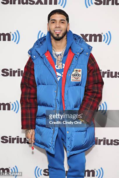 Anuel AA visits the SiriusXM Studios on January 18, 2023 in New York City.