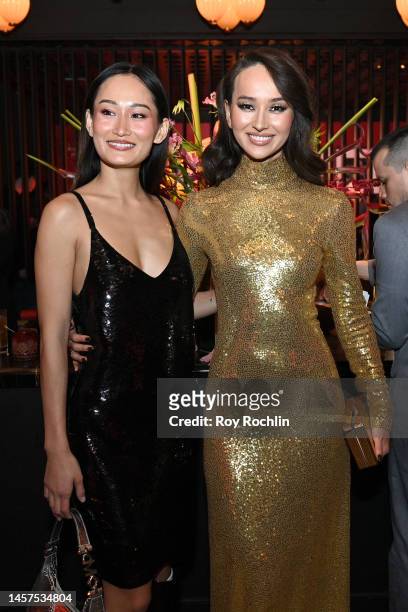 Vika Abbyaeva and a guest attend Netflix hosts Bling Empire: New York Launch Event at House Of Red Pearl on January 18, 2023 in New York City.