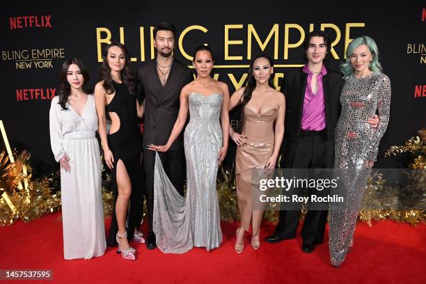 Nam Laks, Vika Abbyaeva, Richard Chang, Lynn Ban, Dorothy Wang, Blake Abbie and Tina Leung attend Netflix hosts Bling Empire: New York Launch Event...